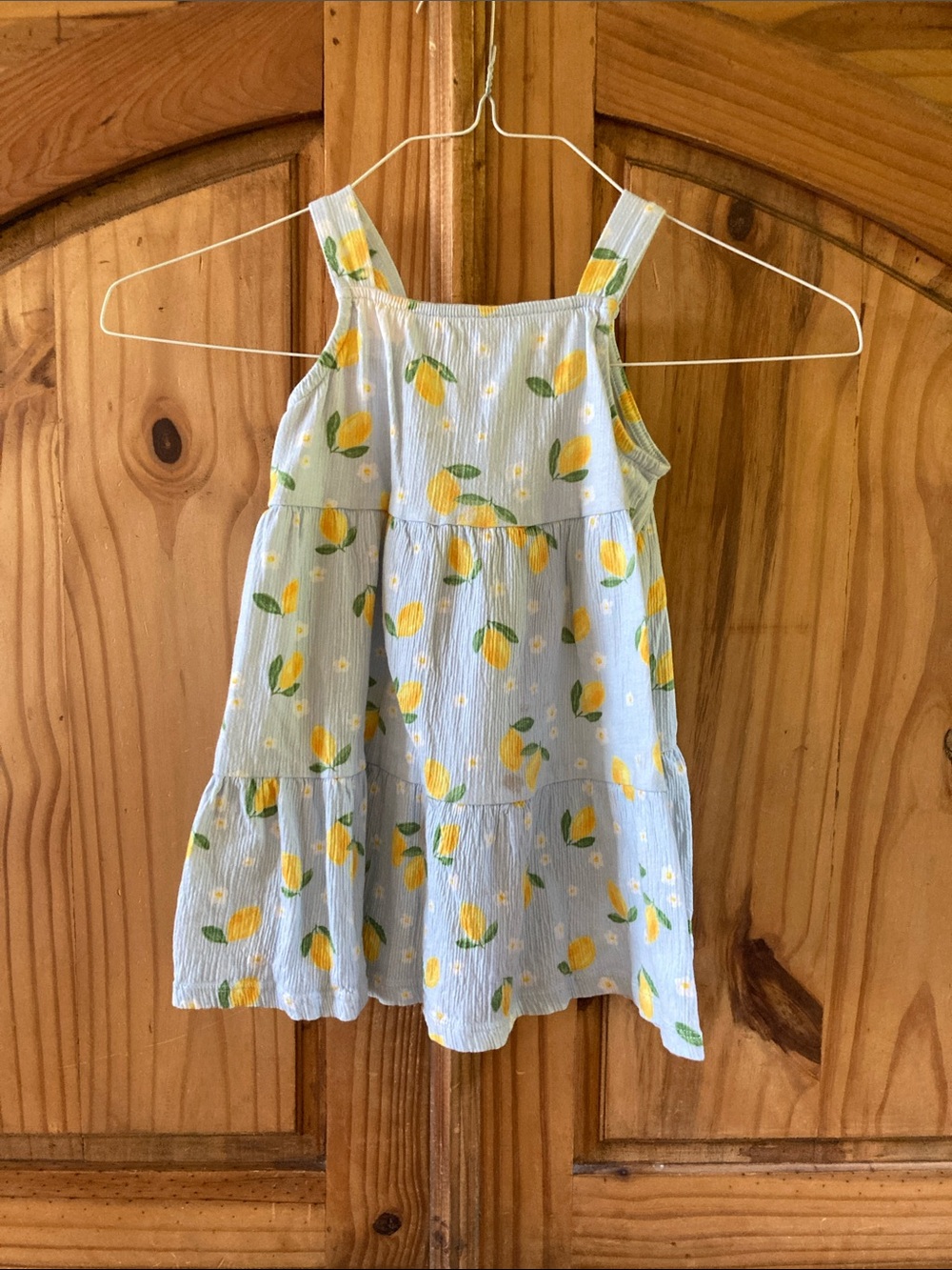 Girls LCW Baby blue yellow lemon sleeveless sun dress size 4-5